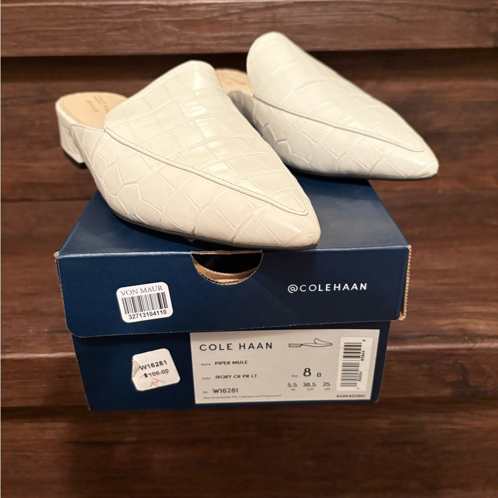 Cole Haan Women's Piper Mule - Ivory Croc-Embossed